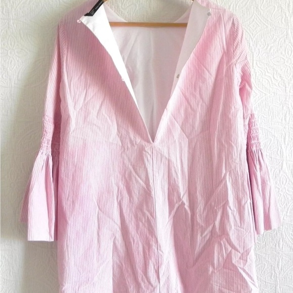 Zara Blogger Favorite Striped Skort Romper Mini Dress with Long Bell Sleeves - Picture 13 of 16